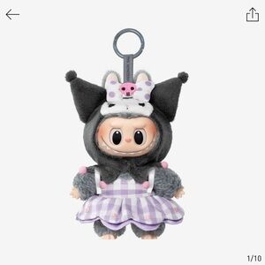 Kuromi-Inspired Plush Keychain Doll - Gray & Lavender